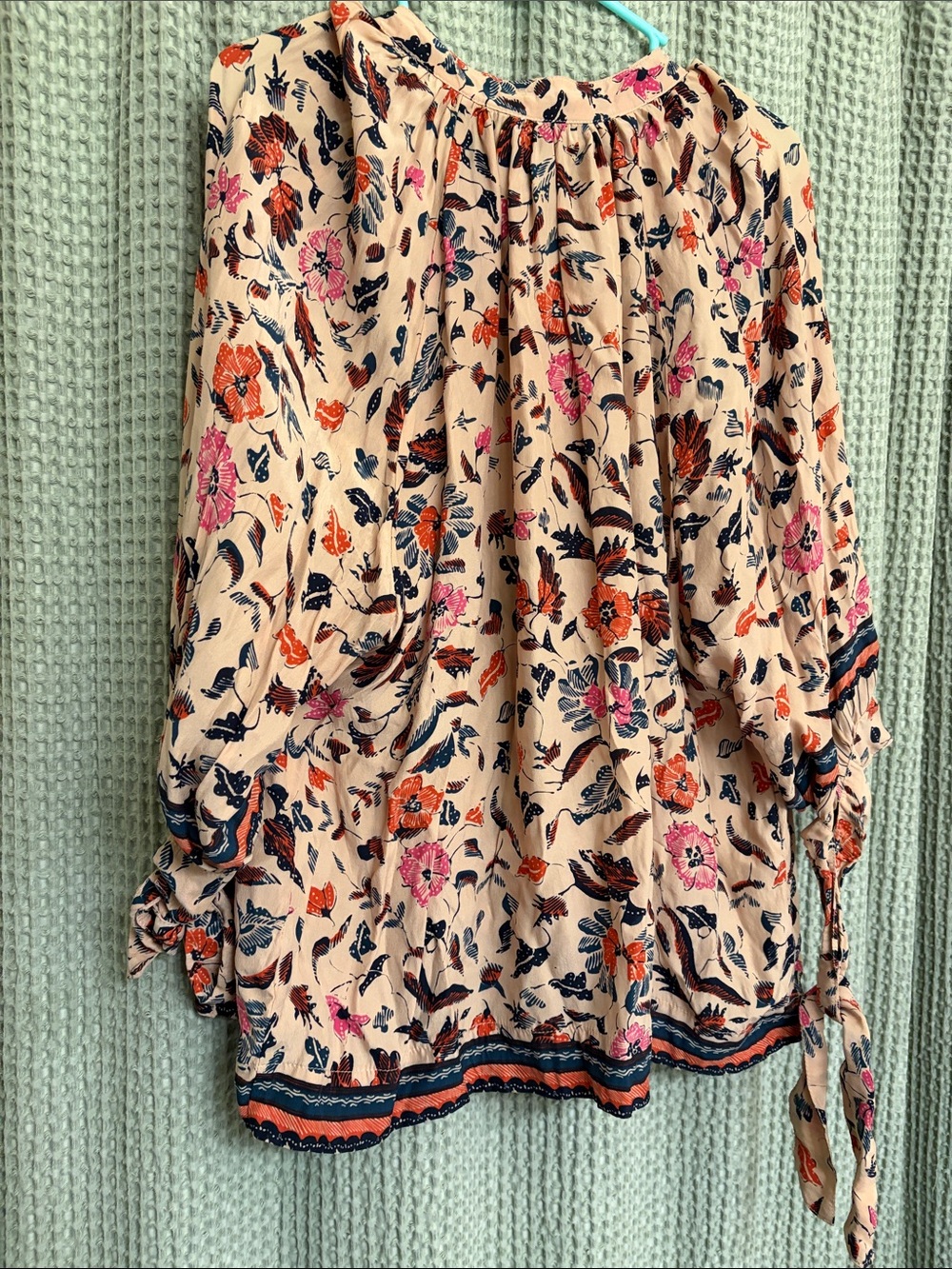 Natalie Martin Peach Floral Peasant Blouse - Picture 3 of 4